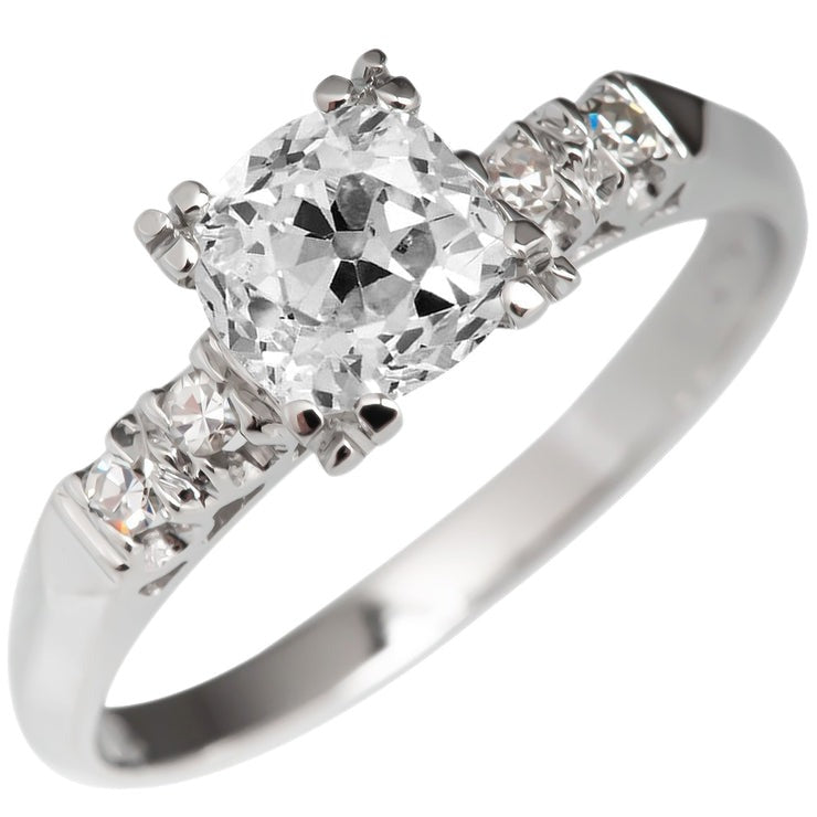 14K Gold Runder alter Bergmann Echt Diamantring Dreifacher Krappensatz 4,25 Karat