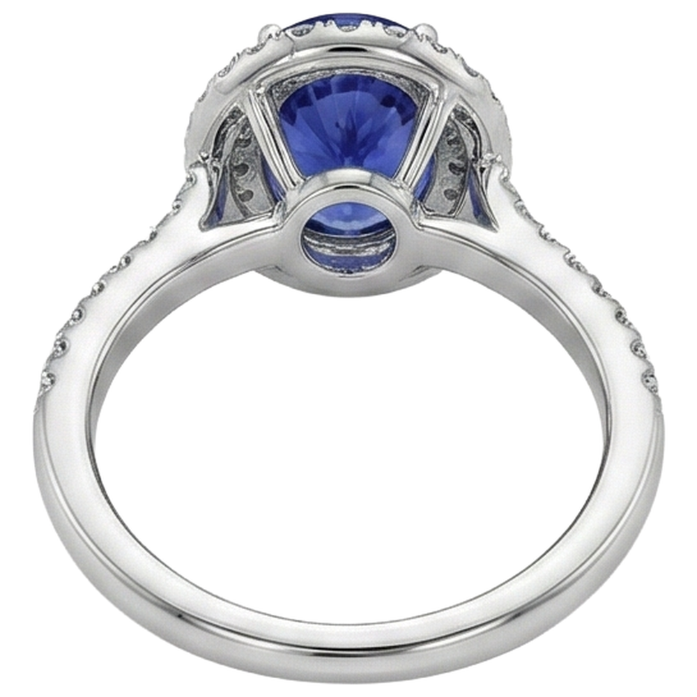 14K Weißgold 7,25 Karat Tansanit mit Aus der Erde Abgebauter Natürlicher Diamanten Ring