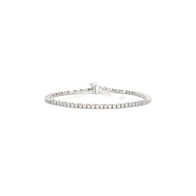 14K Weißgold 9 Karat Rundschliff Echt Diamant Tennisarmband Schmuck