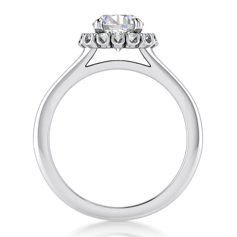 14K Weißgold alter Bergmann Cut Echt Diamantring 2 ct. Halo Lady Schmuck