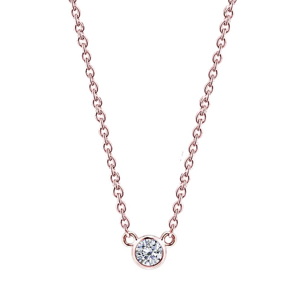 1,5 Karat Natürliche Diamant 16 oder 18 Halskette mit Anhänger Roségold Yard Lünette Set