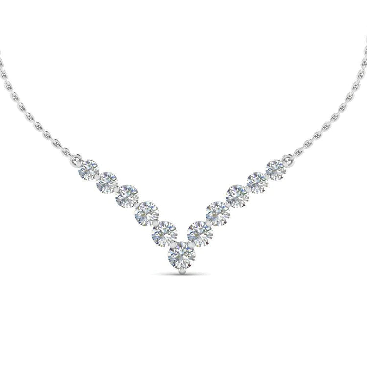 15 Karat funkelnde Echt Diamanten im Rundschliff Damen Halskette 14K Weißgold
