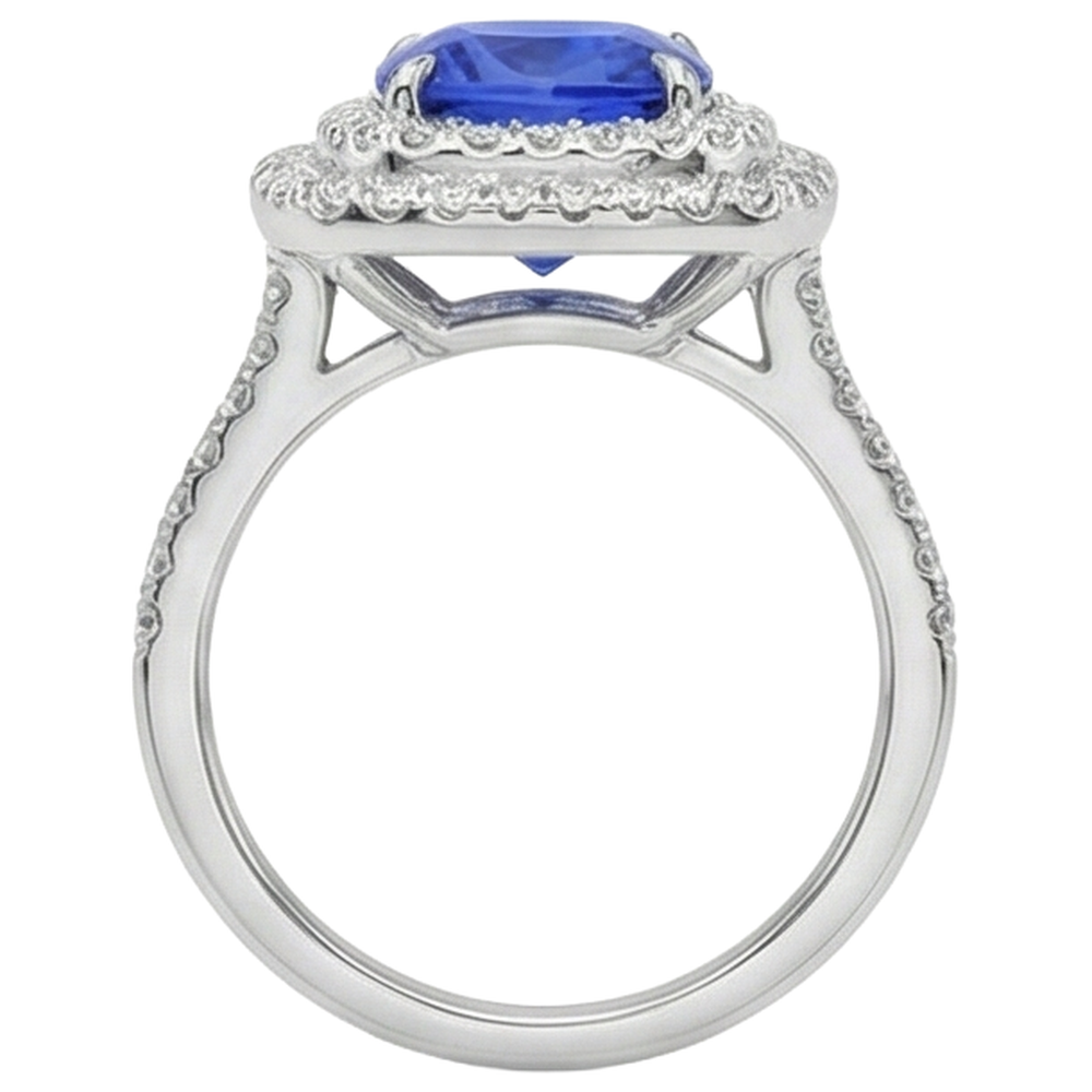 echter round tansanit 12.00Karat ring mit Diamantbesatz