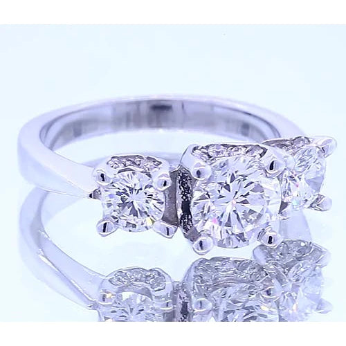 1,50 Karat Echt Diamant Drei-Stein-Verlobungsring 4 Krappen Set Schmuck