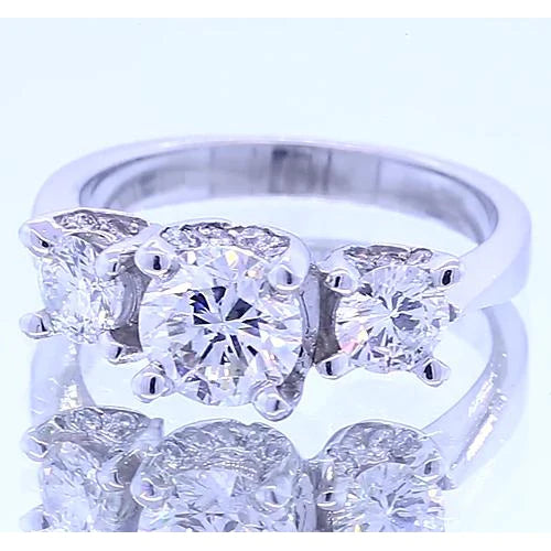 1,50 Karat Echt Diamant Drei-Stein-Verlobungsring 4 Krappen Set Schmuck