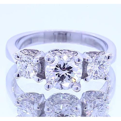 1,50 Karat Echt Diamant Drei-Stein-Verlobungsring 4 Krappen Set Schmuck