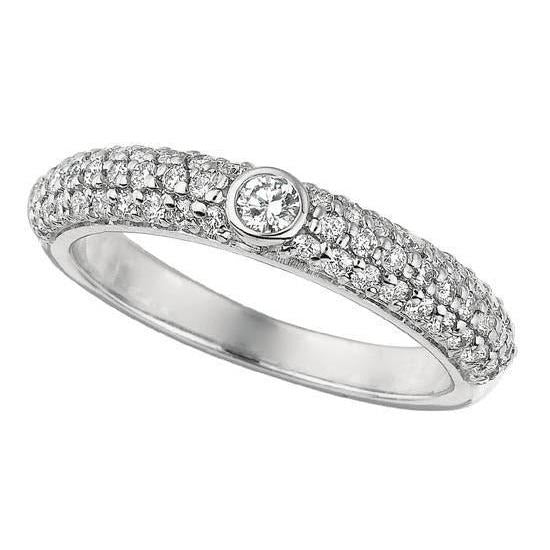 1,50 Karat Runde Brillante Echt Aus der Erde Abgebauter Natürlicher Diamanten Band Weißgold 14K Schmuck