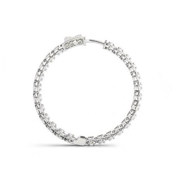 1,50 Karat Runde Echt Diamanten Creolen Massivgold 14K Ohrring