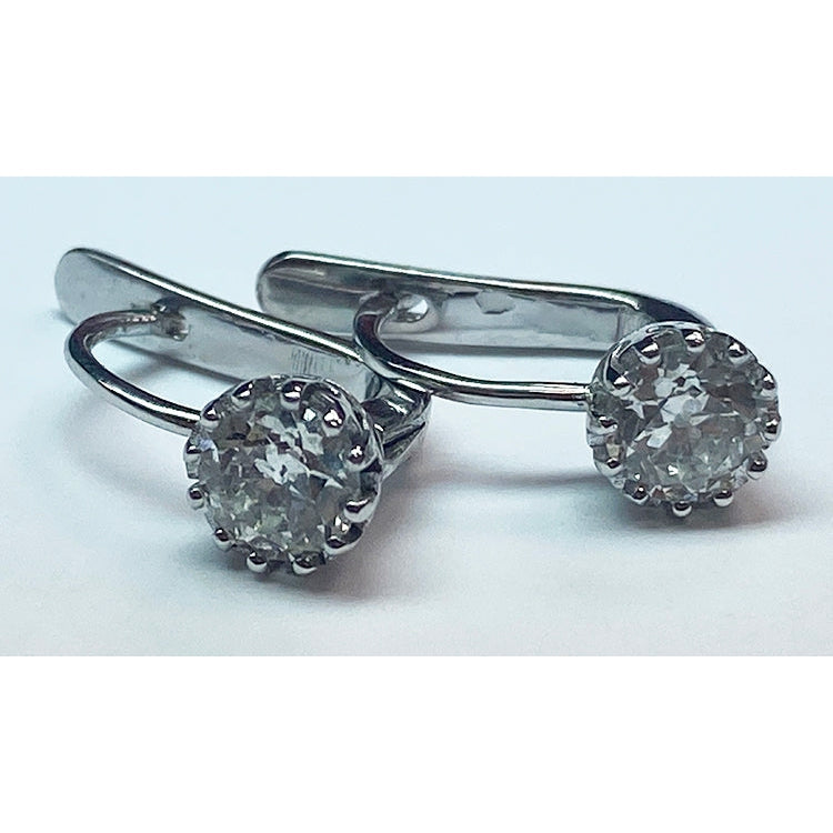 1,50 Karat alte Aus der Erde Abgebauter Natürlicher Diamant-Ohrstecker im Miner-Schliff, echtes 14-karätiges Weißgold