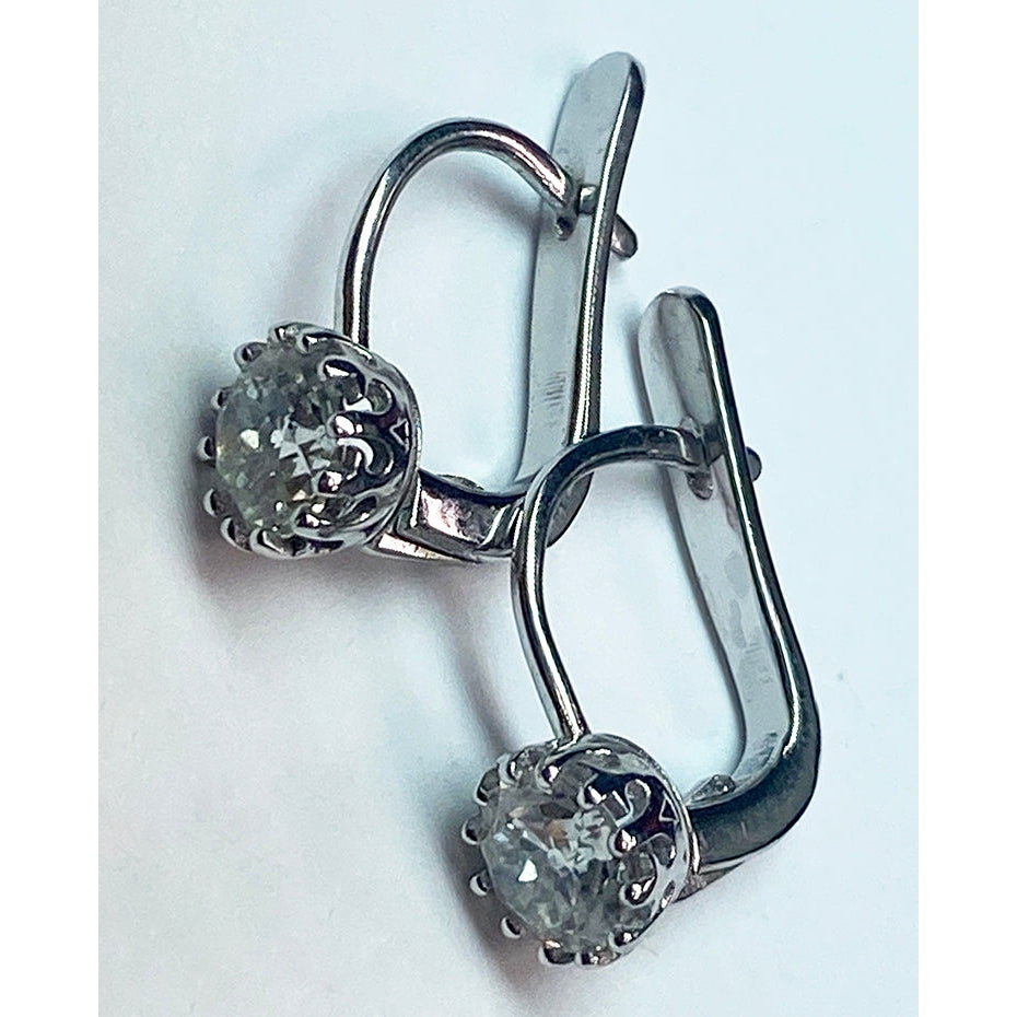1,50 Karat alte Aus der Erde Abgebauter Natürlicher Diamant-Ohrstecker im Miner-Schliff, echtes 14-karätiges Weißgold