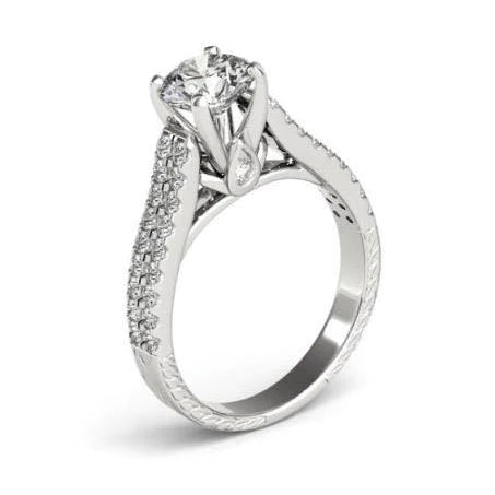 1,50 Karat runder Echt Diamanten Weißgold Fancy Ring mit Akzenten