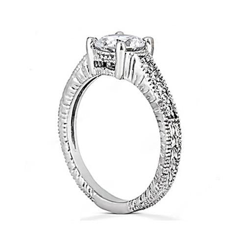 1,51 Karat Echt Aus der Erde Abgebauter Natürlicher Diamant-Solitärring mit Akzenten Weißgold