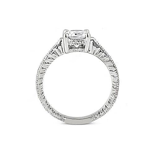 1,51 Karat Echt Aus der Erde Abgebauter Natürlicher Diamant-Solitärring mit Akzenten Weißgold
