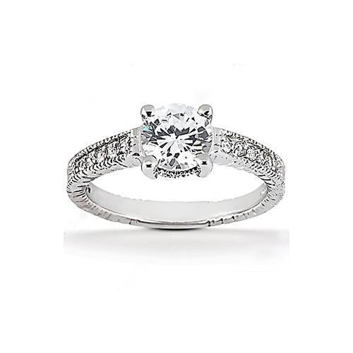 1,51 Karat Echt Aus der Erde Abgebauter Natürlicher Diamant-Solitärring mit Akzenten Weißgold