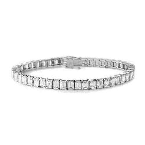 16,80 ct Kanalset Smaragdschliff Natürliche Diamant Tennisarmband Weißgold