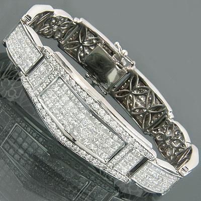 16.50 Karat Prinzessin und Rundschliff Echt Diamant Herrenarmband