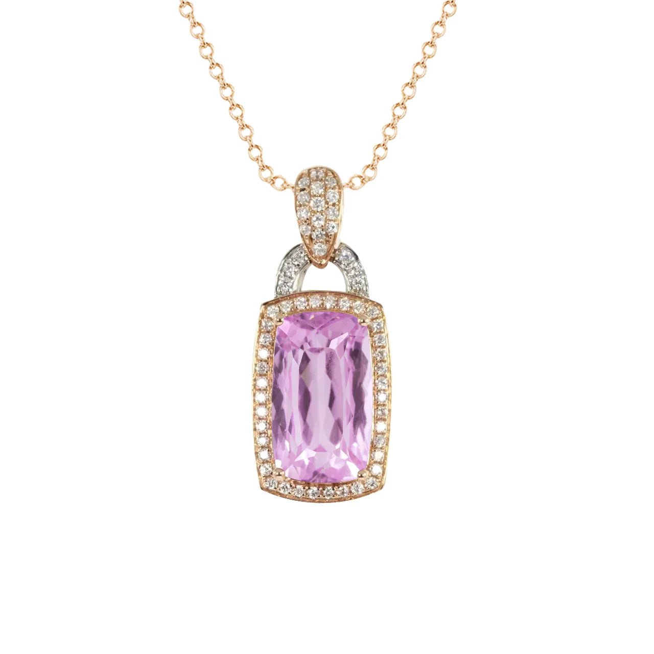 17 Carat Kunzit-Diamant-Halskette