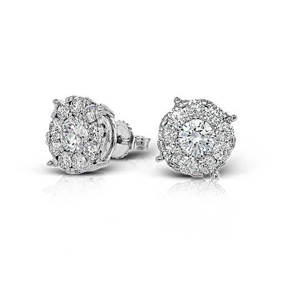 1,70 Karat runder Echt Diamant Halo Ohrstecker aus massivem Weißgold Schmuck