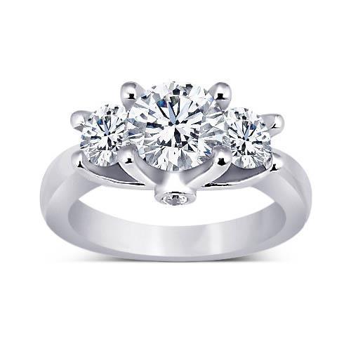 1,71 ct. Runde Echt Diamanten 3 Steine Jubiläumsring Weißgold Schmuck
