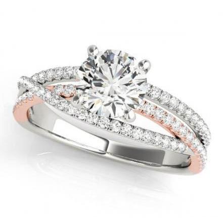 1,75 Karat Runder Echt Aus der Erde Abgebauter Natürlicher Diamant Wrap Ring Zweifarbiges Gold 14K