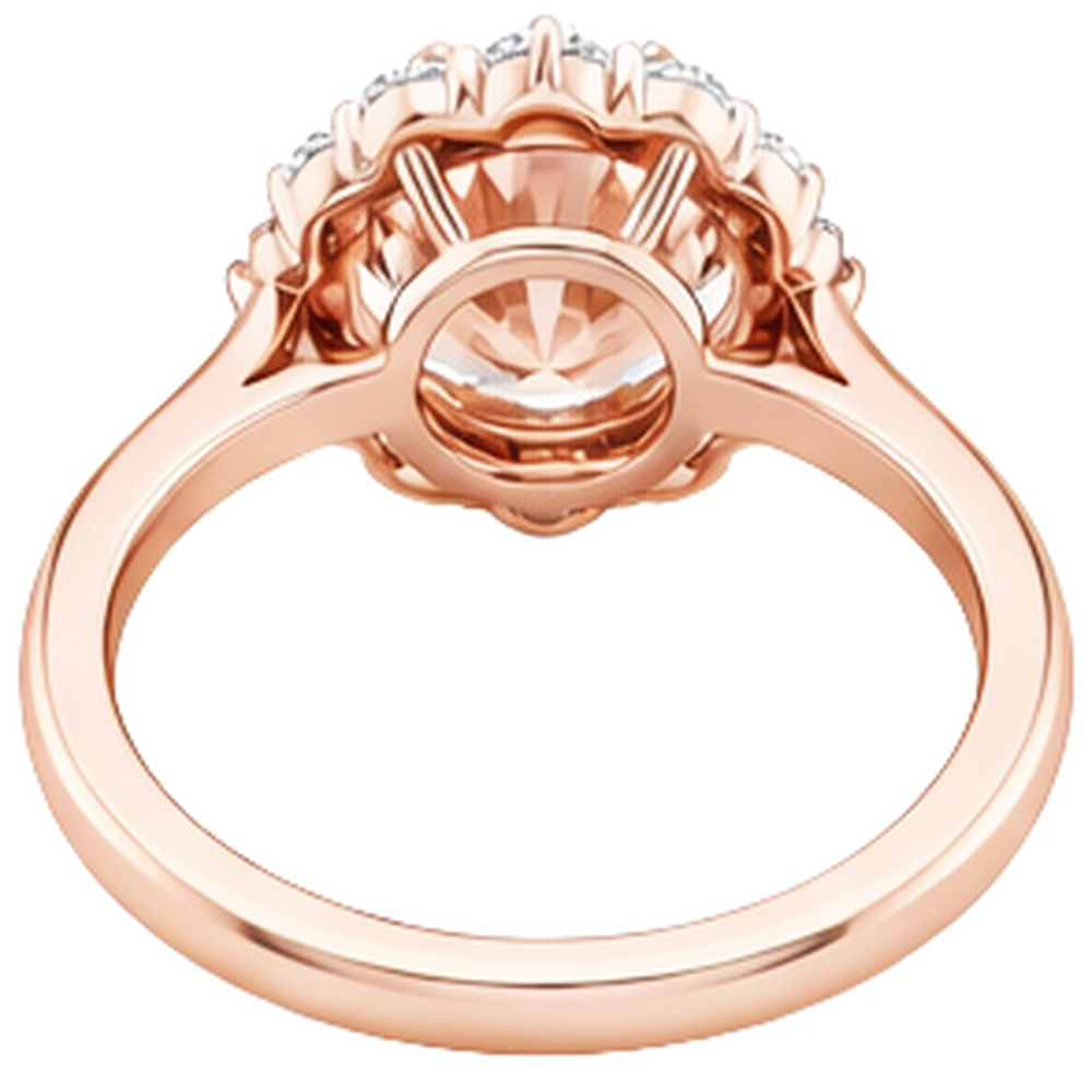 17,75 ct Morganit und Aus der Erde Abgebauter Natürlicher Diamanten Ring 14K Gold Rose