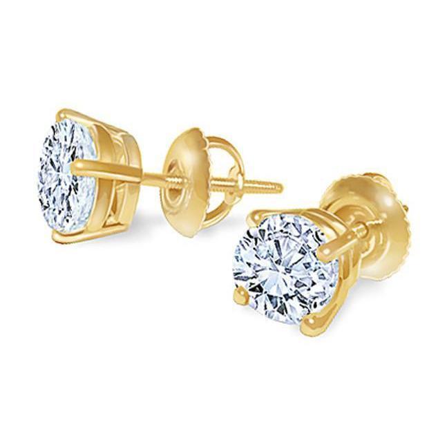 1,80 Karat Echt Diamant Ohrstecker Ohrringe aus Gelbgold mit Schraubverschluss