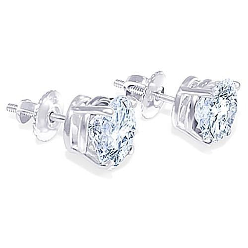 1,80 Karat Weißgold E Vvs1 Rundschliff Echt Aus der Erde Abgebauter Natürlicher Diamant Ohrstecker