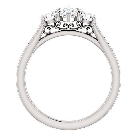 1,85 ct. 3 Steine Marquise mit rundem Halo Echt Diamanten Ring Neu