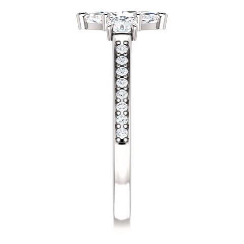 1,85 ct. 3 Steine Marquise mit rundem Halo Echt Diamanten Ring Neu