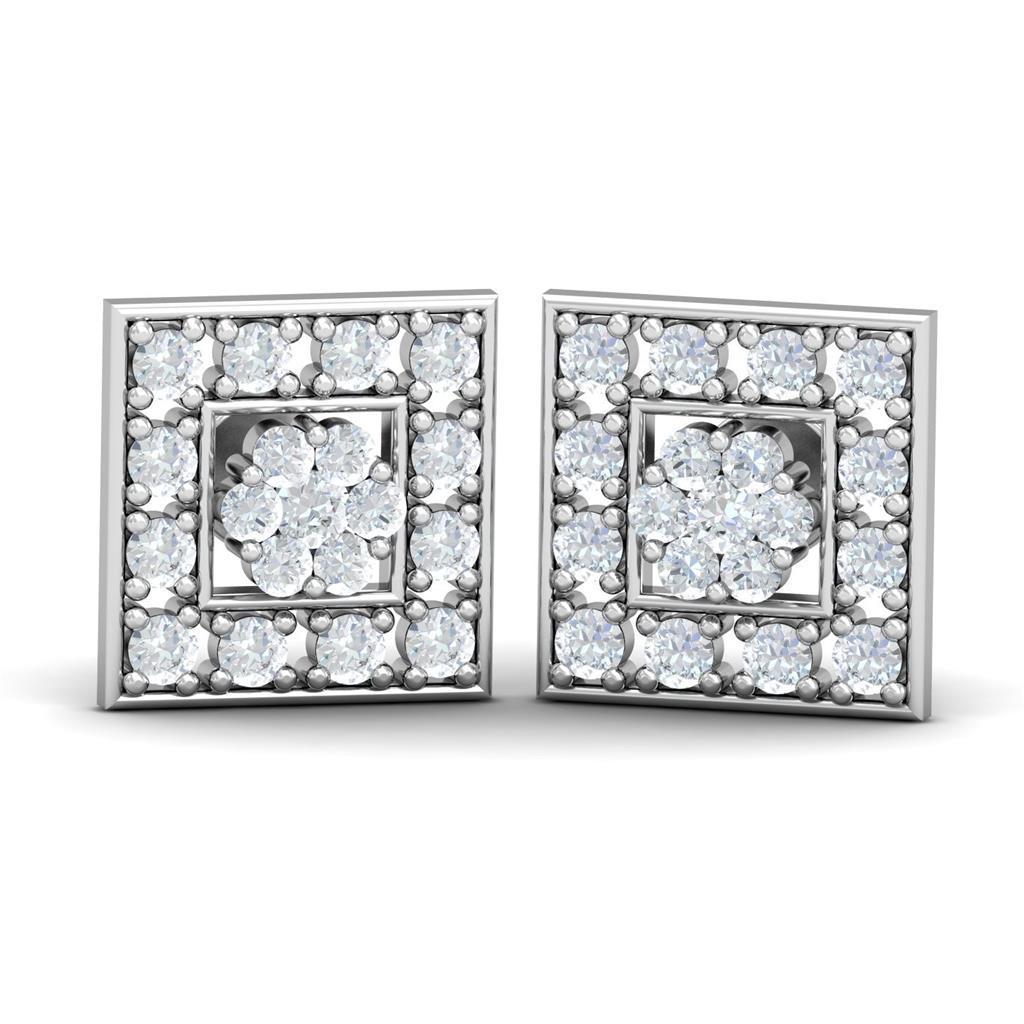 1,9 Karat Echt Diamant-Ohrstecker mit rundem Schliff Halo-Ohrring Weißgold