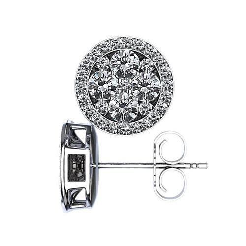 1.10 Ct Funkelnde Echt Diamanten im Rundschliff Halo Damen Ohrstecker WG 14K