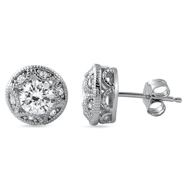 1.20 ct Brillantschliff Echt Diamant Ohrstecker Halo Ohrring Weißgold 14K Schmuck