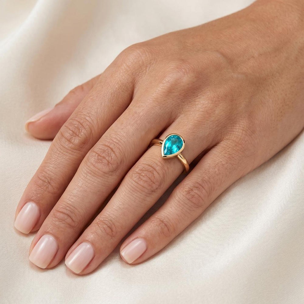 1,25 Karat Paraiba-Turmalin Edelstein-Ring in 14K Gelbgold