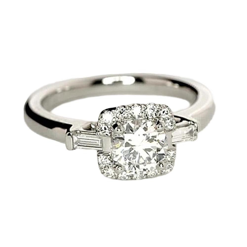1.35 Karat Drei-Stein-Echt Aus der Erde Abgebauter Natürlicher Diamanten-Verlobungsring Weißgold 14K