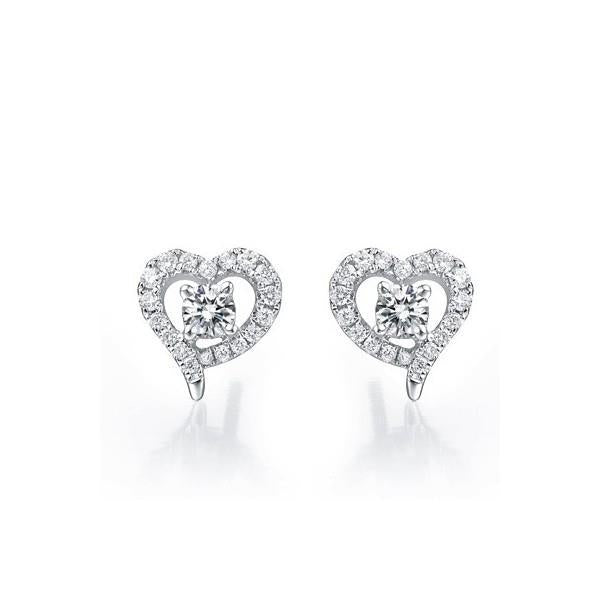 1.40 Karat Echt Diamant Herzform Halo Ohrstecker 14K Weißgold