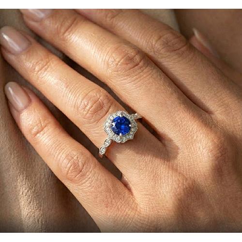 1,4 Ct Rundschliff Sri Lanka Saphir Edelstein Ring