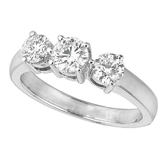 1.50 Karat Runder Natürliche Diamant Drei-Steine-Jubiläumsring Weißgold 14K