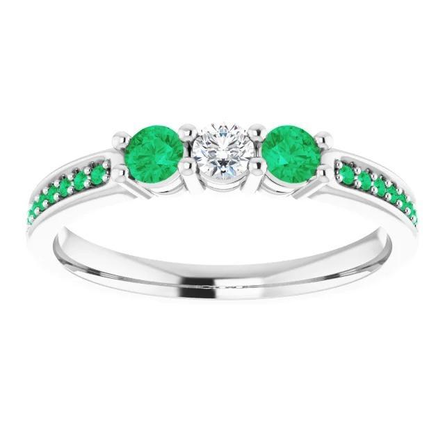 1.50 Karat Smaragd & Diamant Ring Weißgold 14K