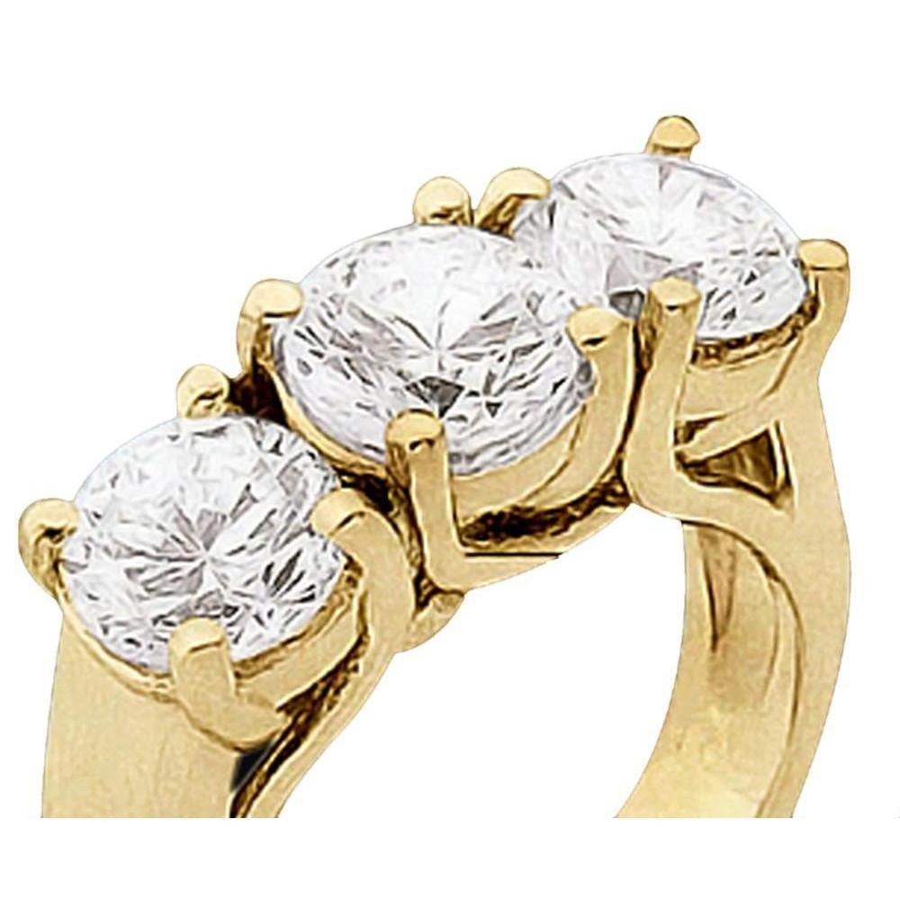 1,50 Karat Verlobungsring mit 3 Steinen und Echt Aus der Erde Abgebauter Natürlicher Diamanten aus massivem Gelbgold 14K
