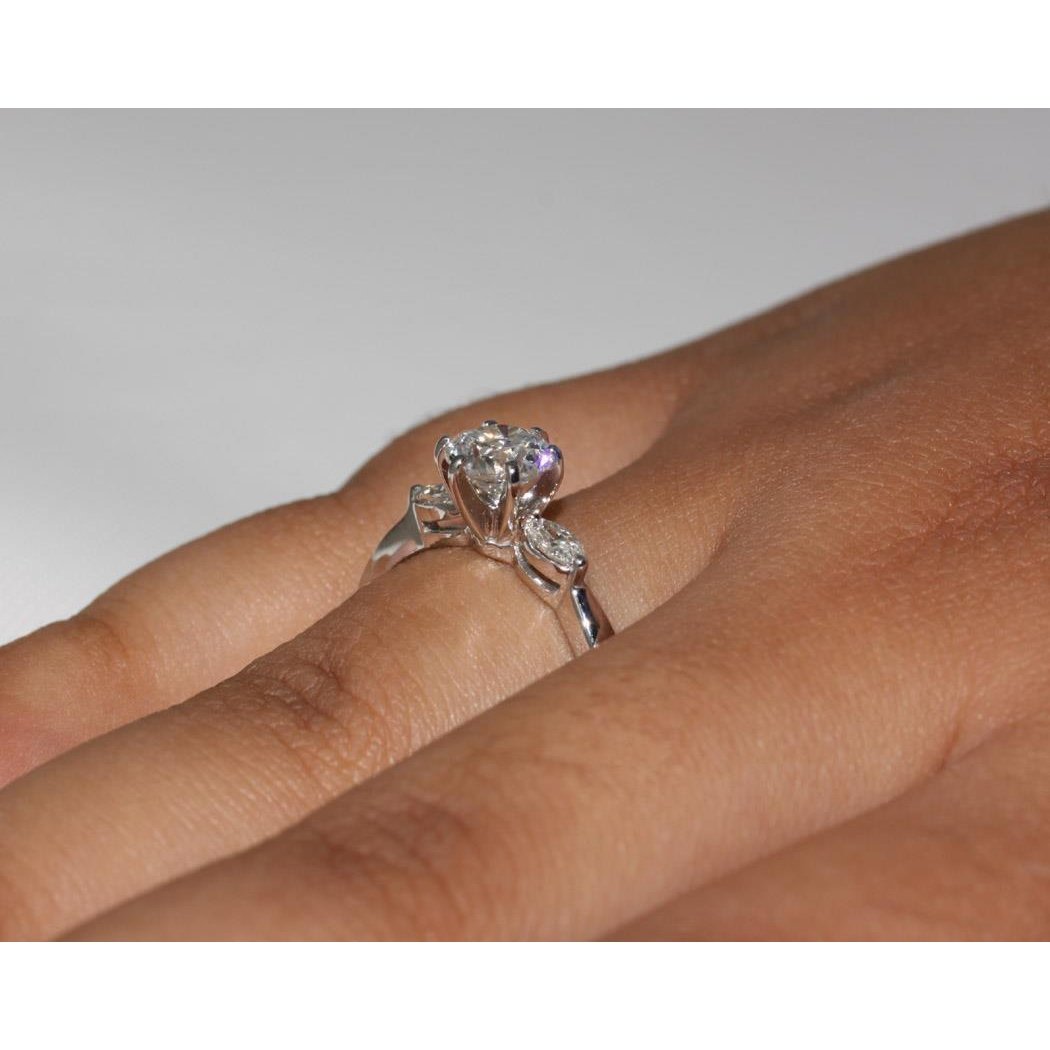 1.55 Karat Echt Diamanten 3 Steine Verlobungsring Gold Weiß