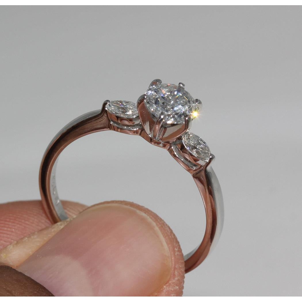 1.55 Karat Echt Diamanten 3 Steine Verlobungsring Gold Weiß