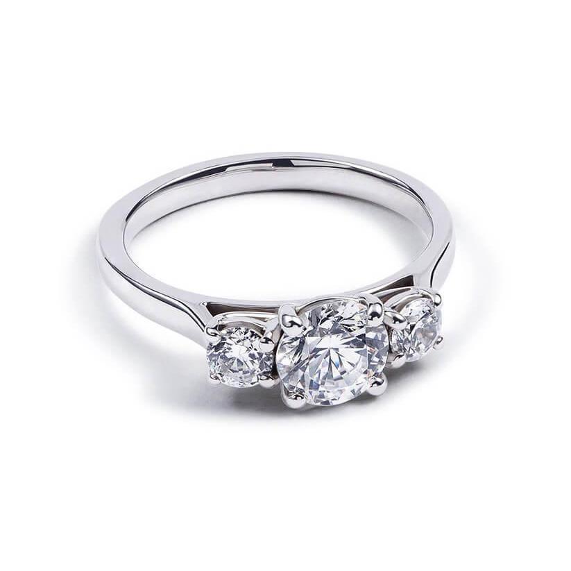 1.60 ct runder Echt Diamant 3 Stein Verlobungsring massiv Weißgold 14K