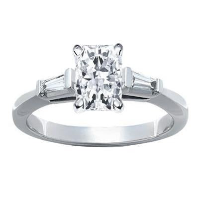 1.61 Karat Echt Aus der Erde Abgebauter Natürlicher Diamant Drei-Steine-Verlobungsring Weißgold 14K