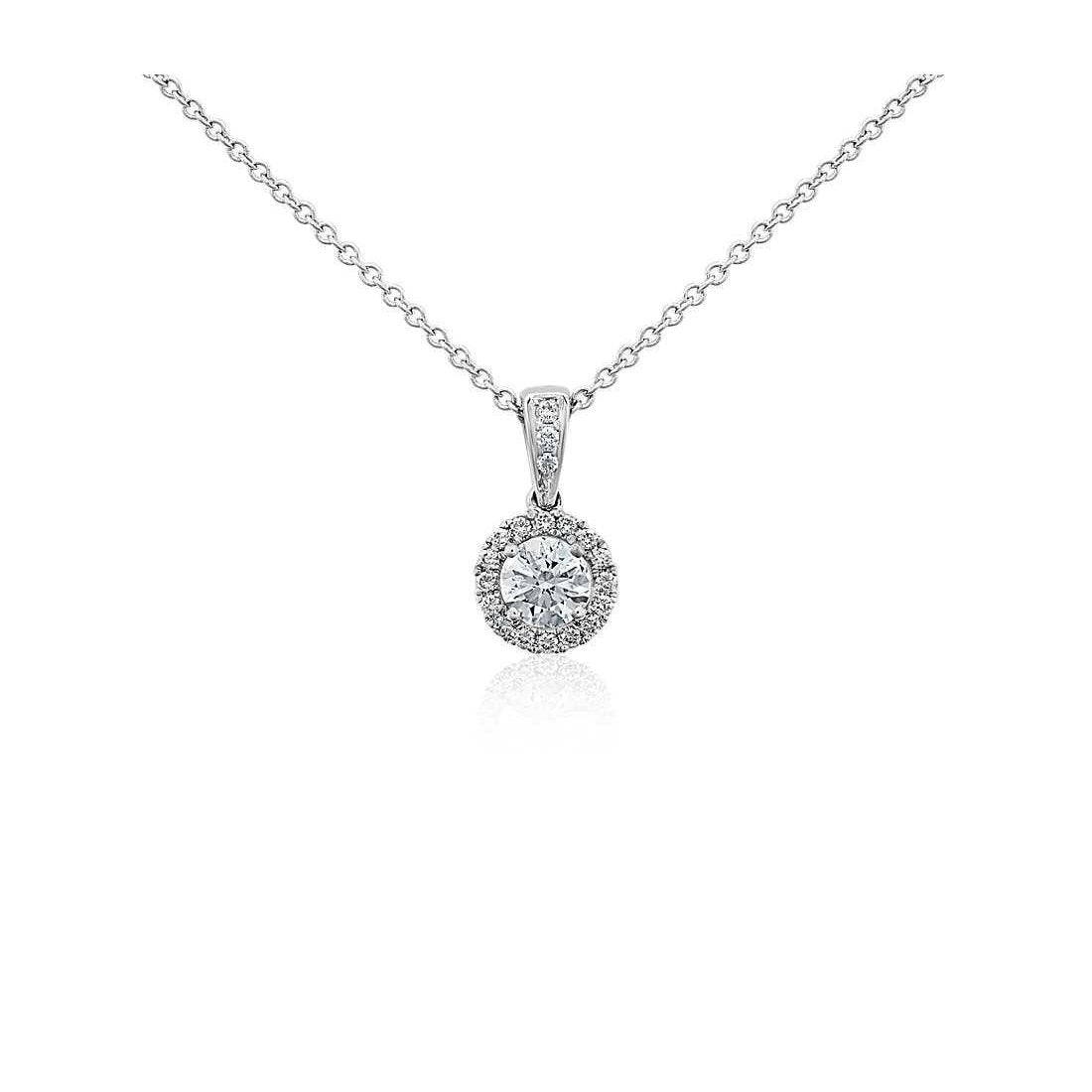 1.69 Karat Echt Diamant-Anhänger-Halskette im Rundschliff Neu Weißgold 14K