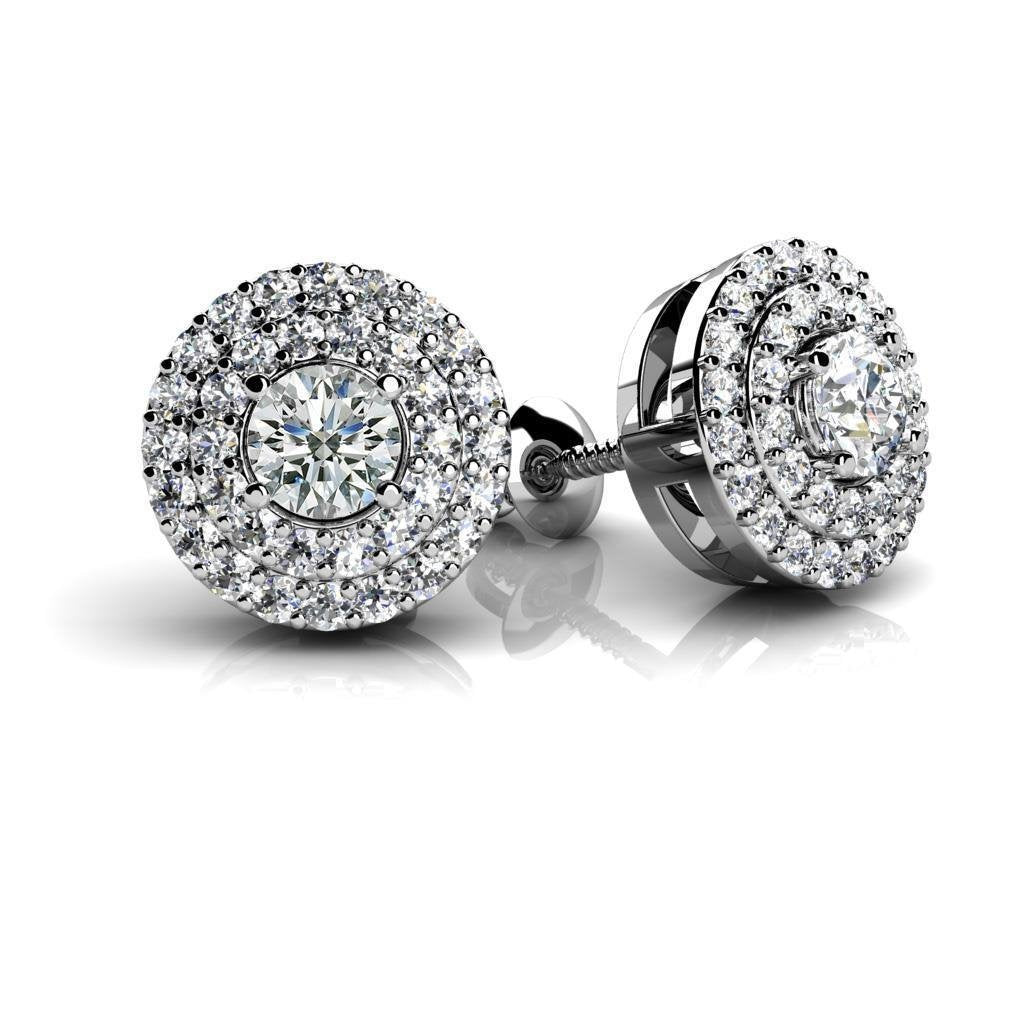 1.70 Kt Halo Wunderschöne Runde Brillantschliff Echt Diamanten Ohrstecker Weiß