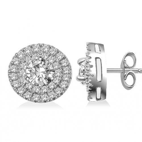 1.70 ct runder Echt Diamant Double Halo Damen Ohrringe