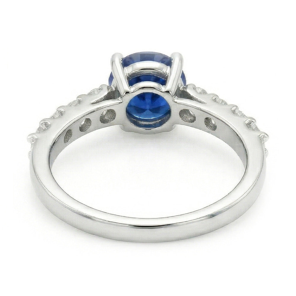 1,75 Karat Saphir-Aus der Erde Abgebauter Natürlicher Diamant-Edelstein-Ring im Rundschliff Weißgold 14K