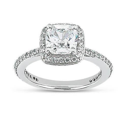 1.75 ct Kissen runder Echt Diamant-Halo-Ring