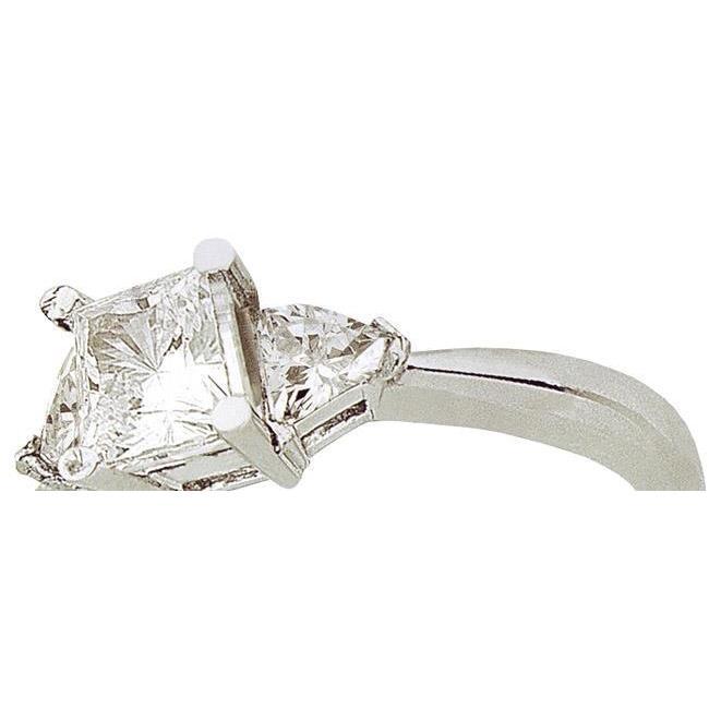 1.81 ct Verlobungsring mit drei Steinen und Echt Diamanten im Princess-Schliff