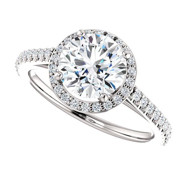 1.85 Karat Echt Diamant Halo Ring Weißgold 14K